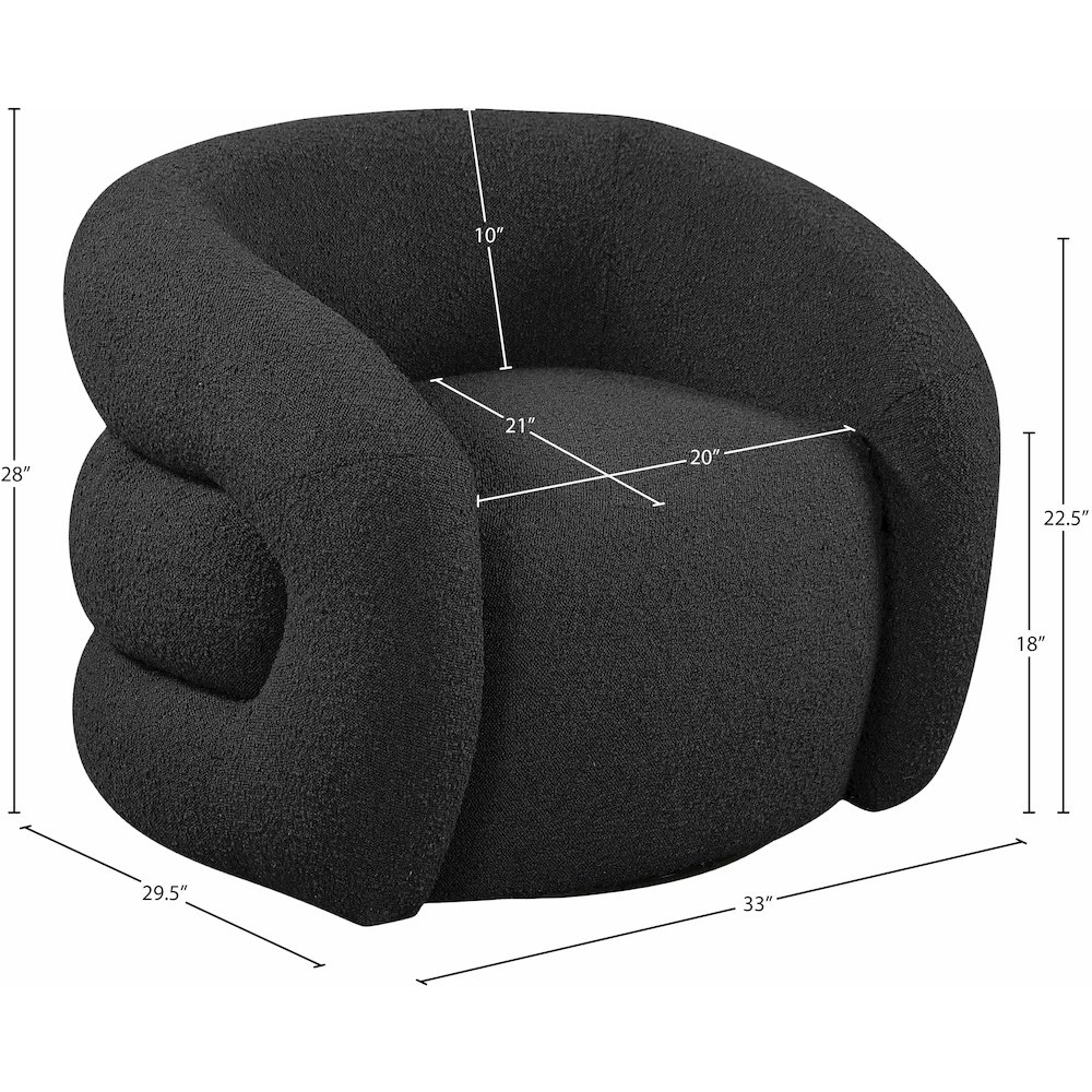 Roxbury Black Boucle Fabric Swivel Accent Chair. Picture 7