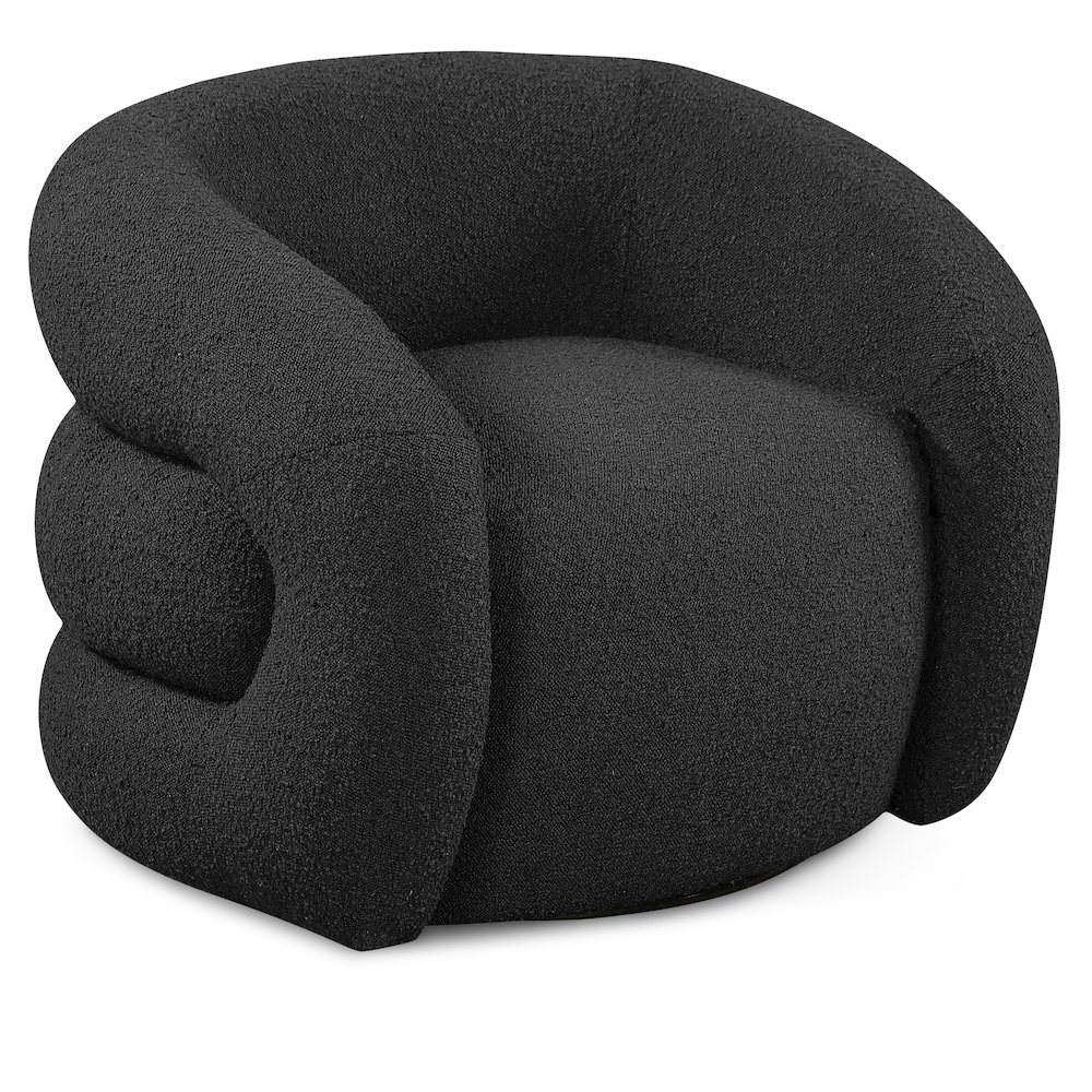 Roxbury Black Boucle Fabric Swivel Accent Chair. Picture 1