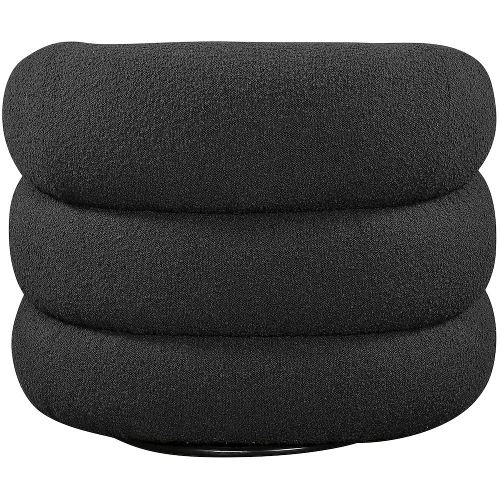 Roxbury Black Boucle Fabric Swivel Accent Chair. Picture 2