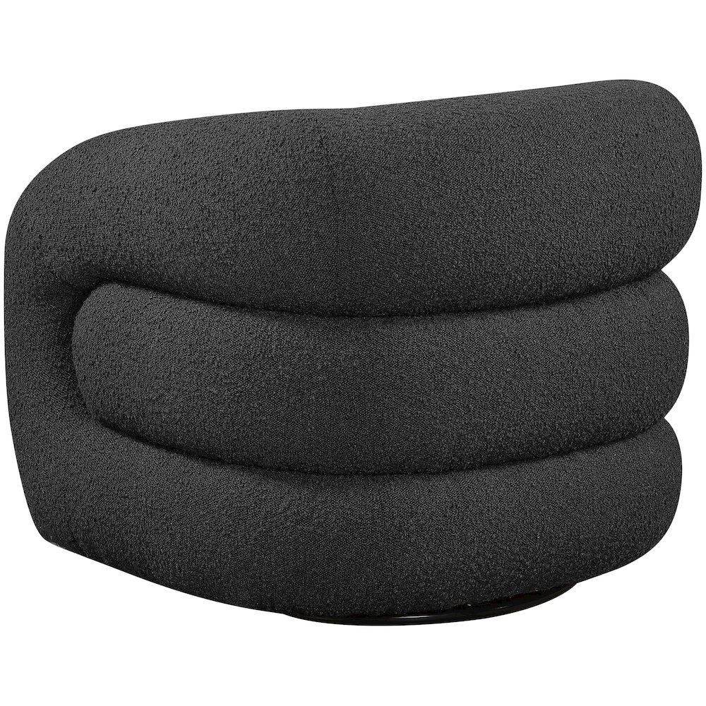 Roxbury Black Boucle Fabric Swivel Accent Chair. Picture 4