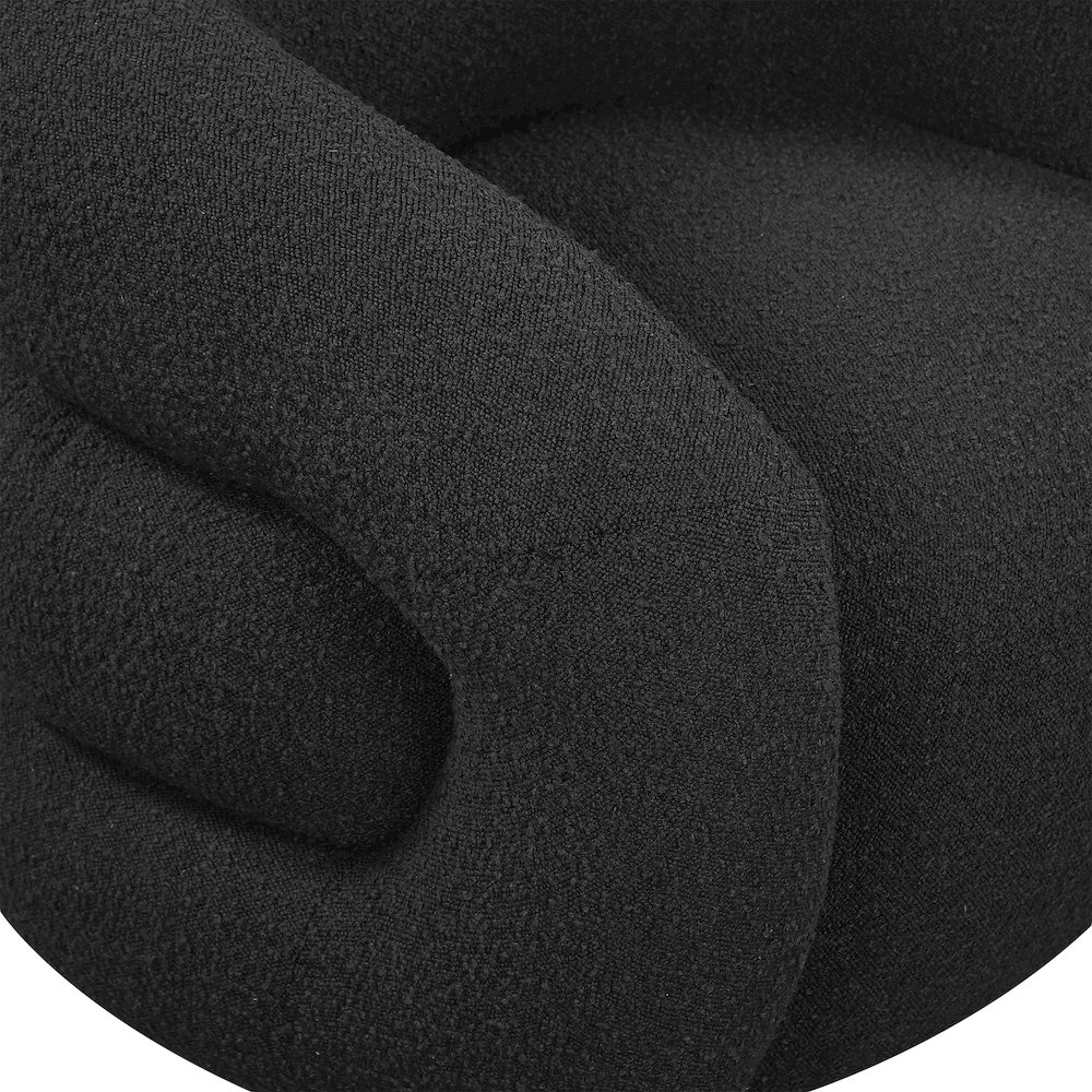Roxbury Black Boucle Fabric Swivel Accent Chair. Picture 6