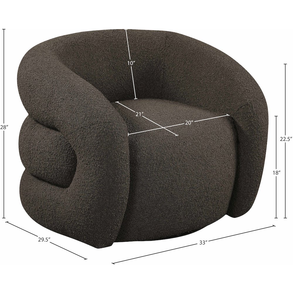 Roxbury Brown Boucle Fabric Swivel Accent Chair. Picture 7