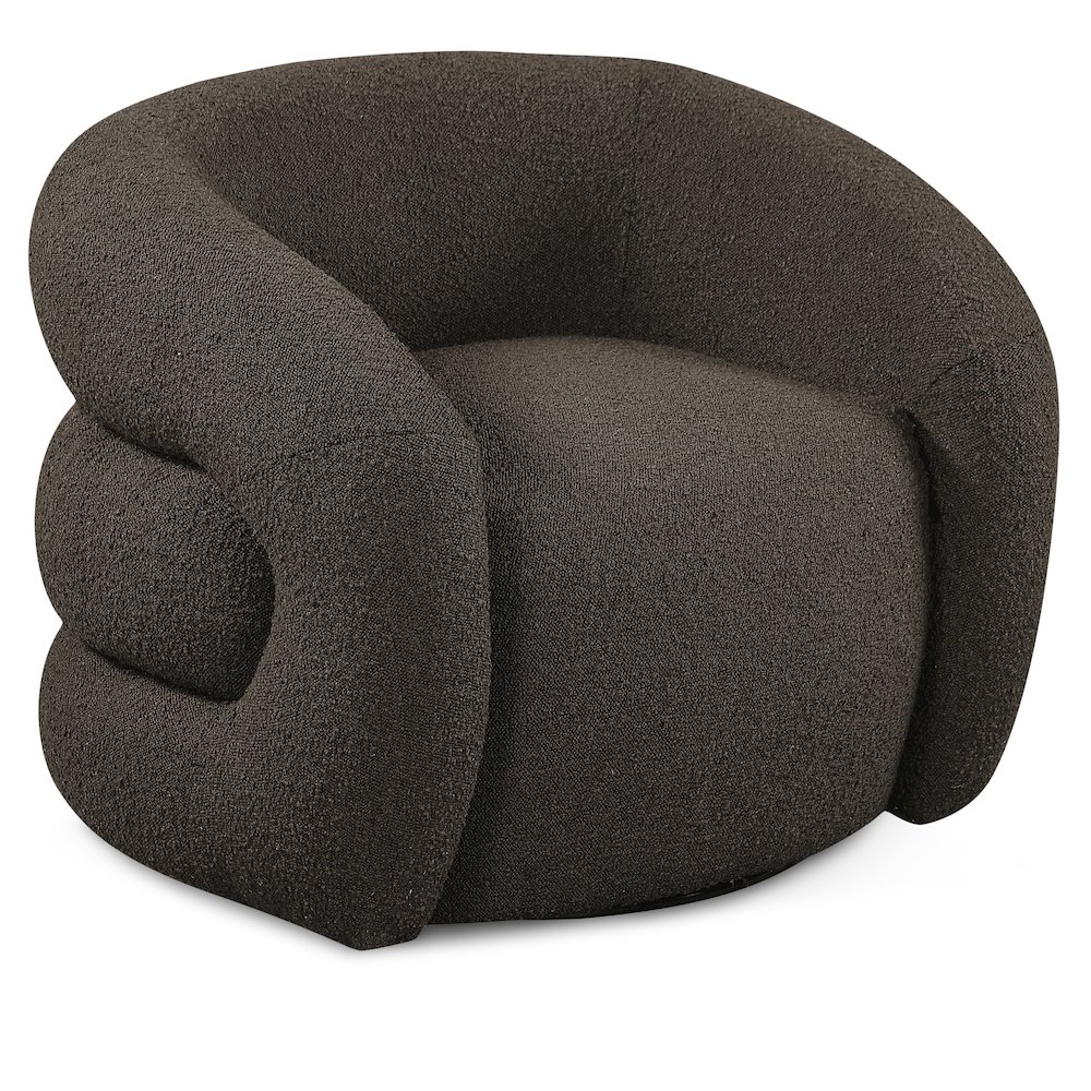 Roxbury Brown Boucle Fabric Swivel Accent Chair. Picture 1