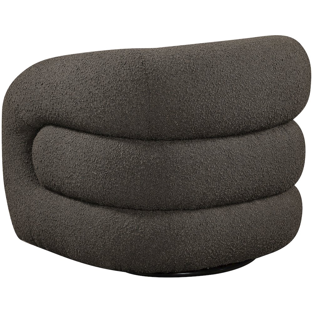 Roxbury Brown Boucle Fabric Swivel Accent Chair. Picture 4