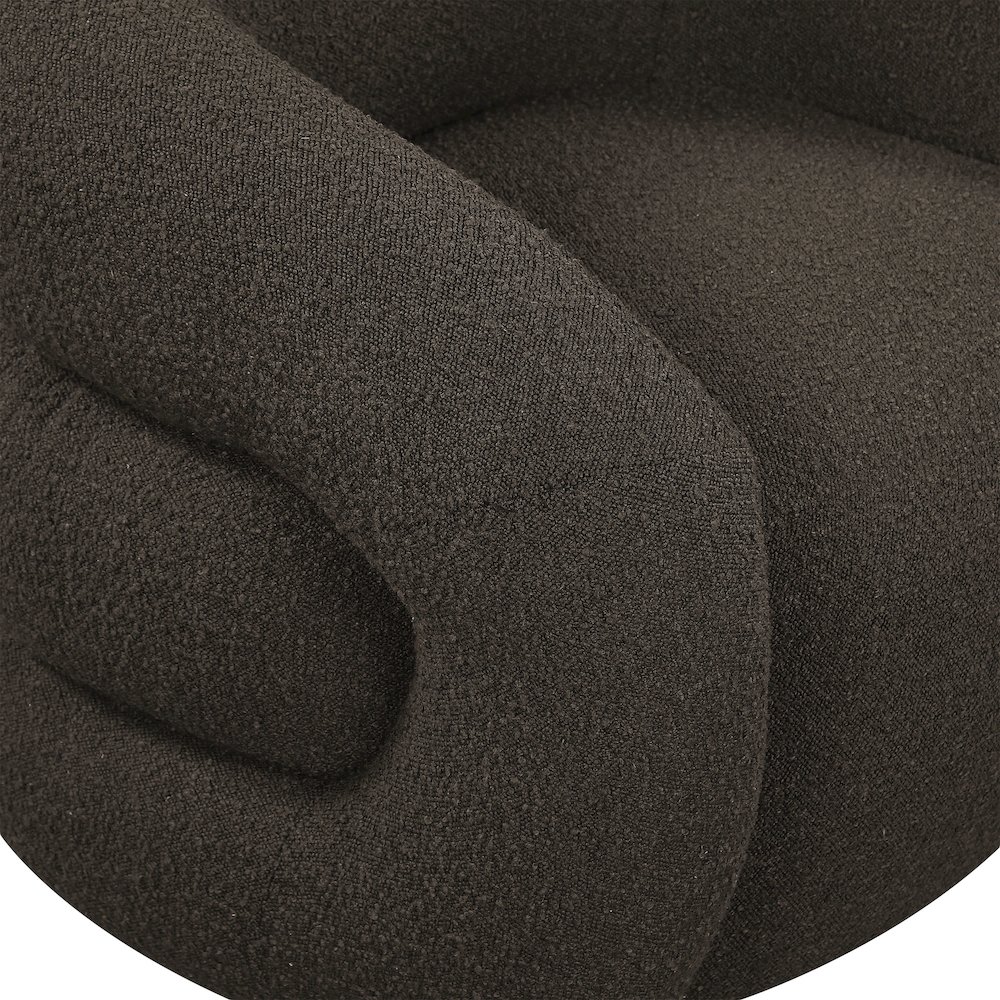 Roxbury Brown Boucle Fabric Swivel Accent Chair. Picture 6