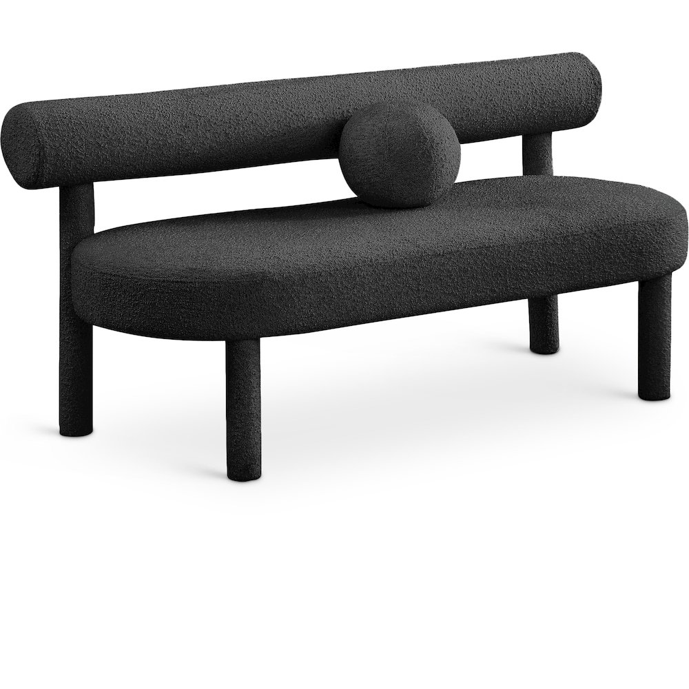 Parlor Black Boucle Fabric Bench. Picture 1