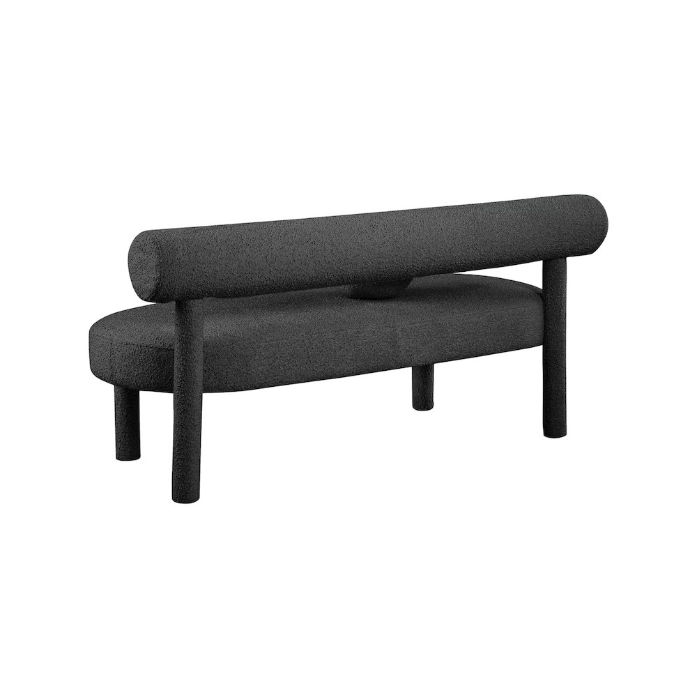 Parlor Black Boucle Fabric Bench. Picture 3