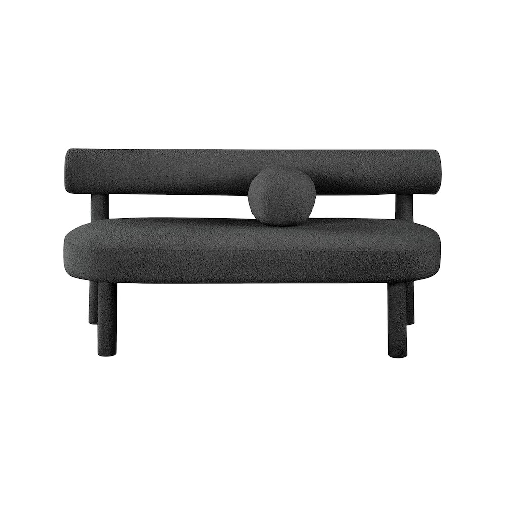 Parlor Black Boucle Fabric Bench. Picture 4