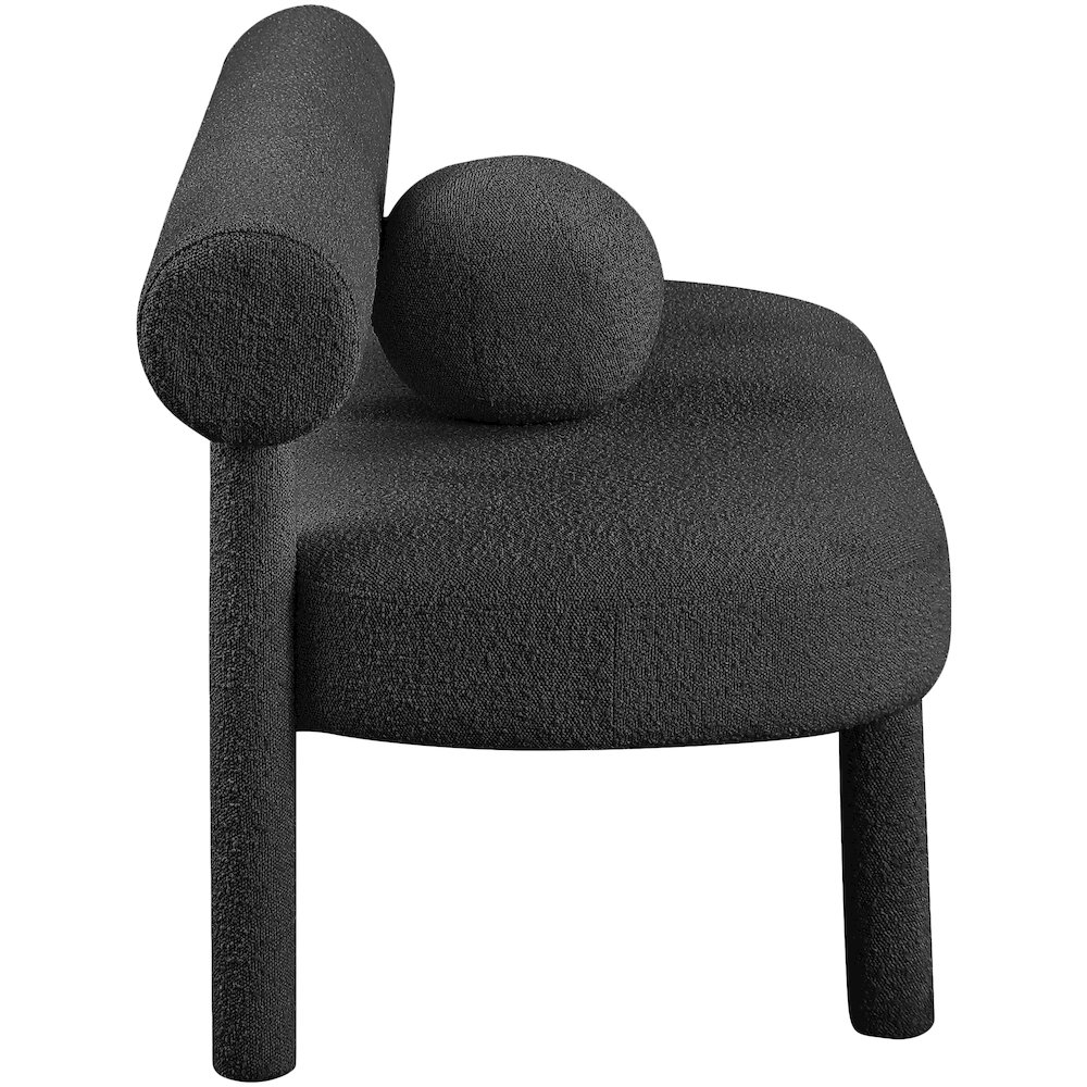 Parlor Black Boucle Fabric Bench. Picture 5