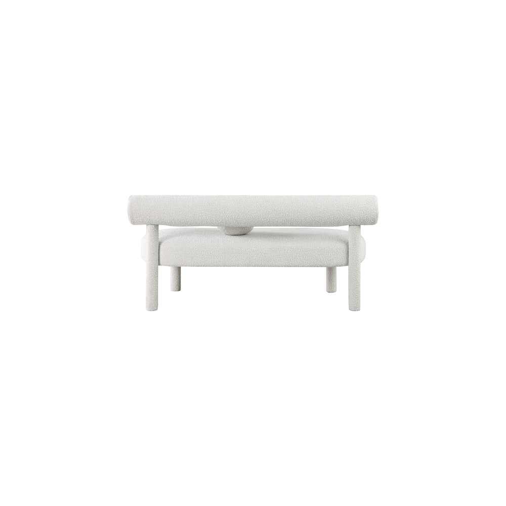 Parlor Cream Boucle Fabric Bench. Picture 2