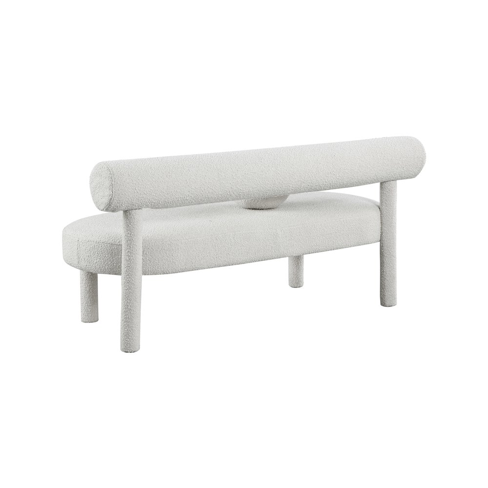 Parlor Cream Boucle Fabric Bench. Picture 3