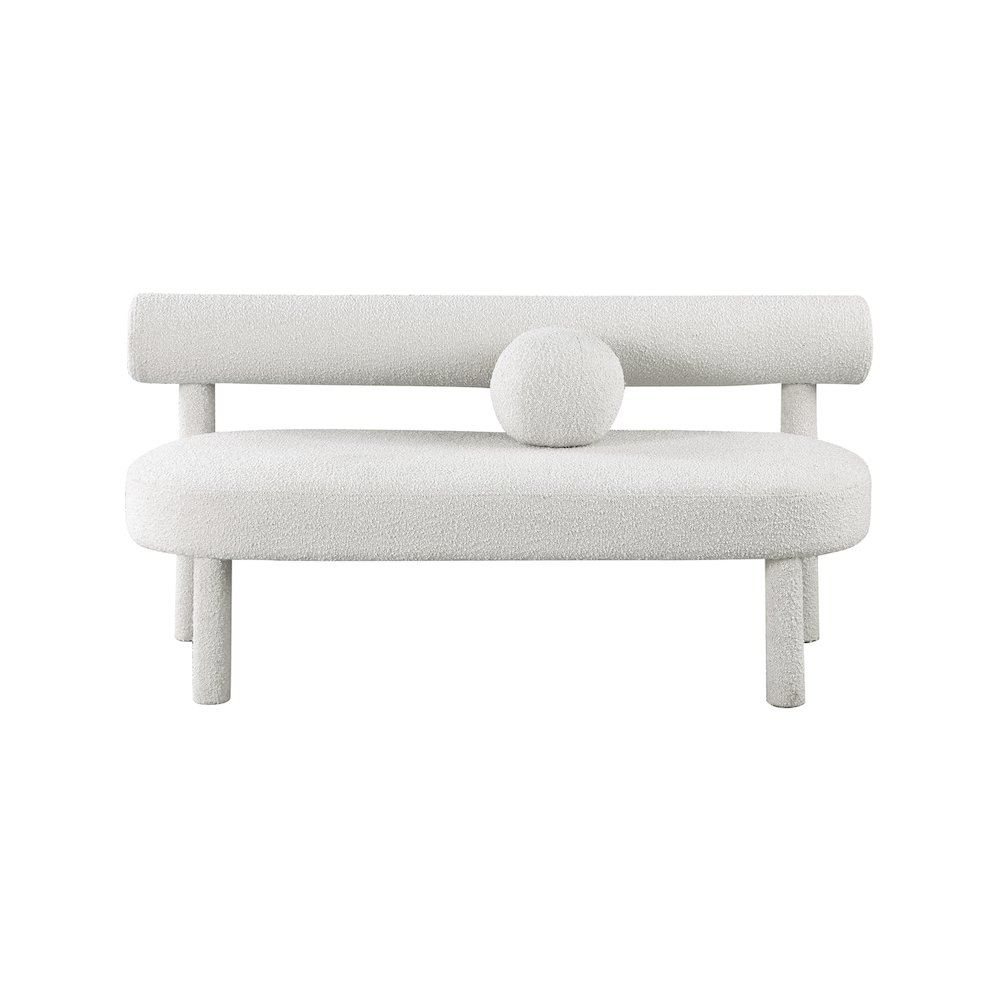 Parlor Cream Boucle Fabric Bench. Picture 4