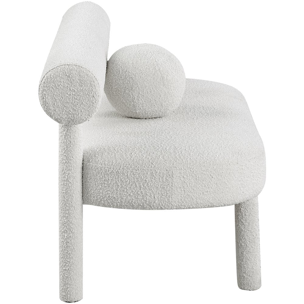 Parlor Cream Boucle Fabric Bench. Picture 5