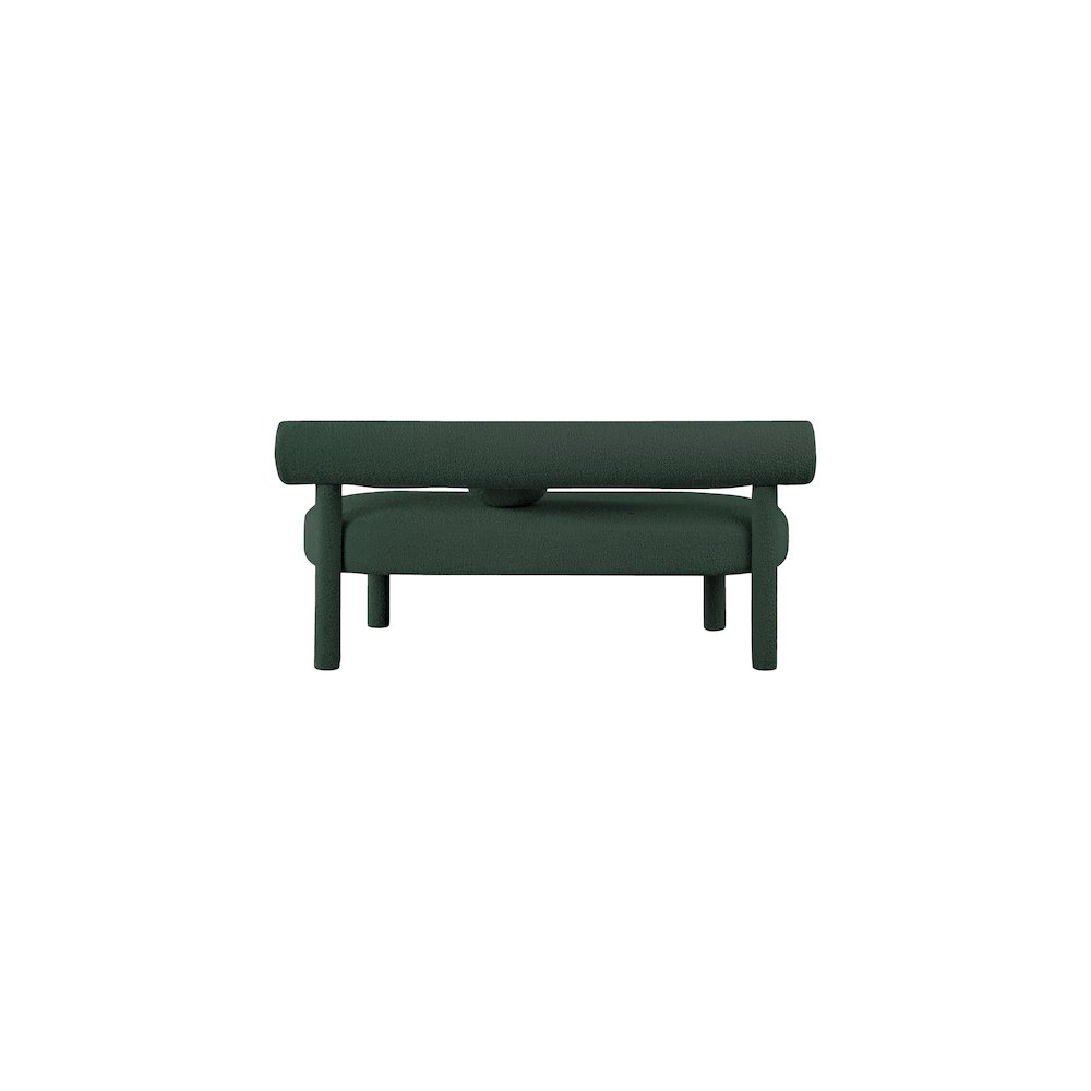 Parlor Green Boucle Fabric Bench. Picture 2