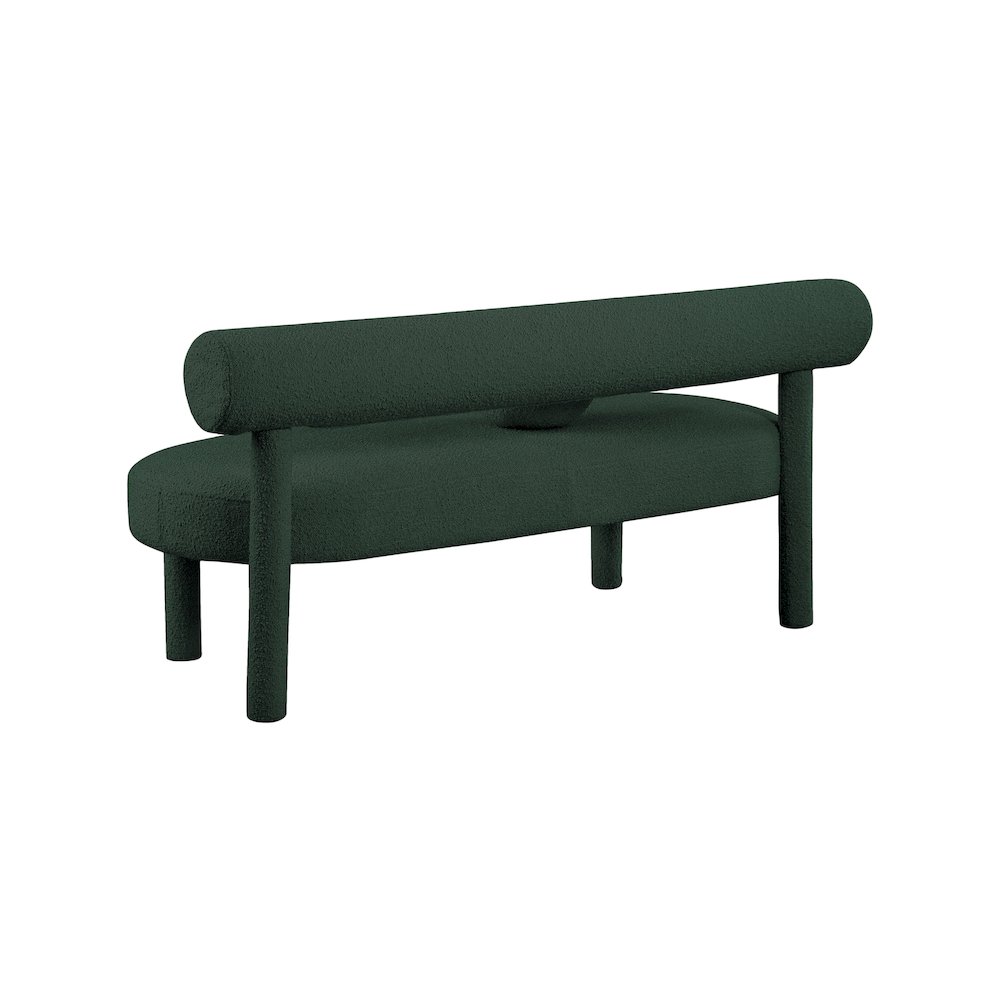 Parlor Green Boucle Fabric Bench. Picture 3