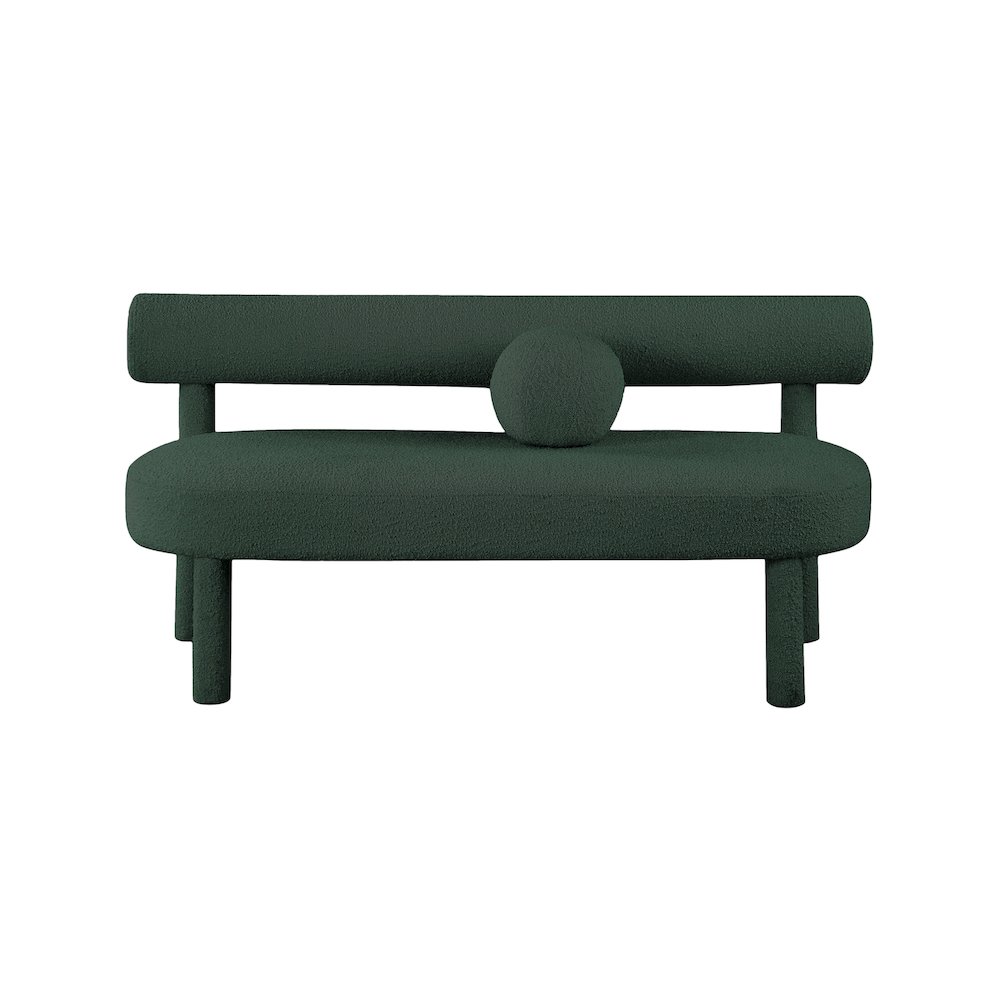 Parlor Green Boucle Fabric Bench. Picture 4