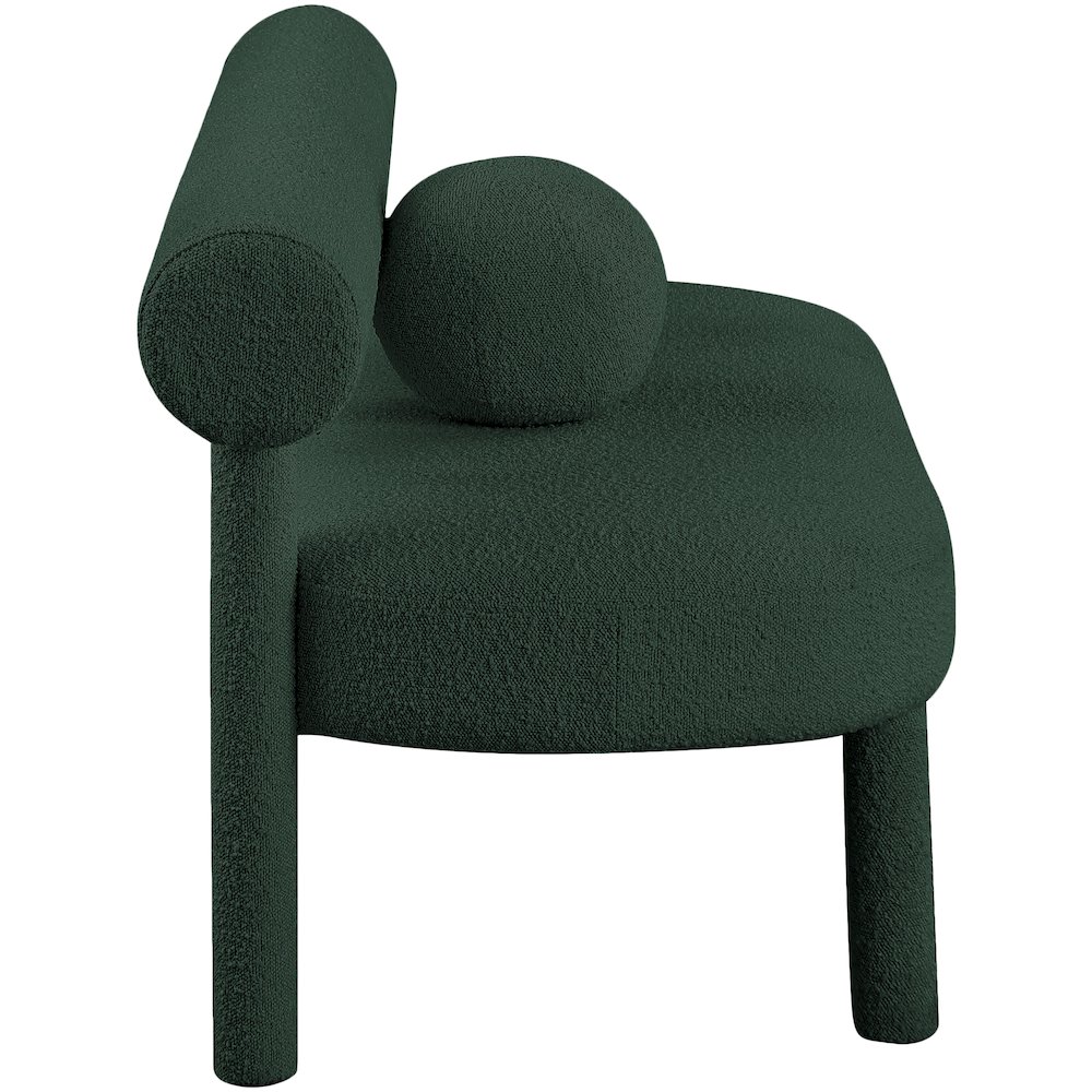 Parlor Green Boucle Fabric Bench. Picture 5