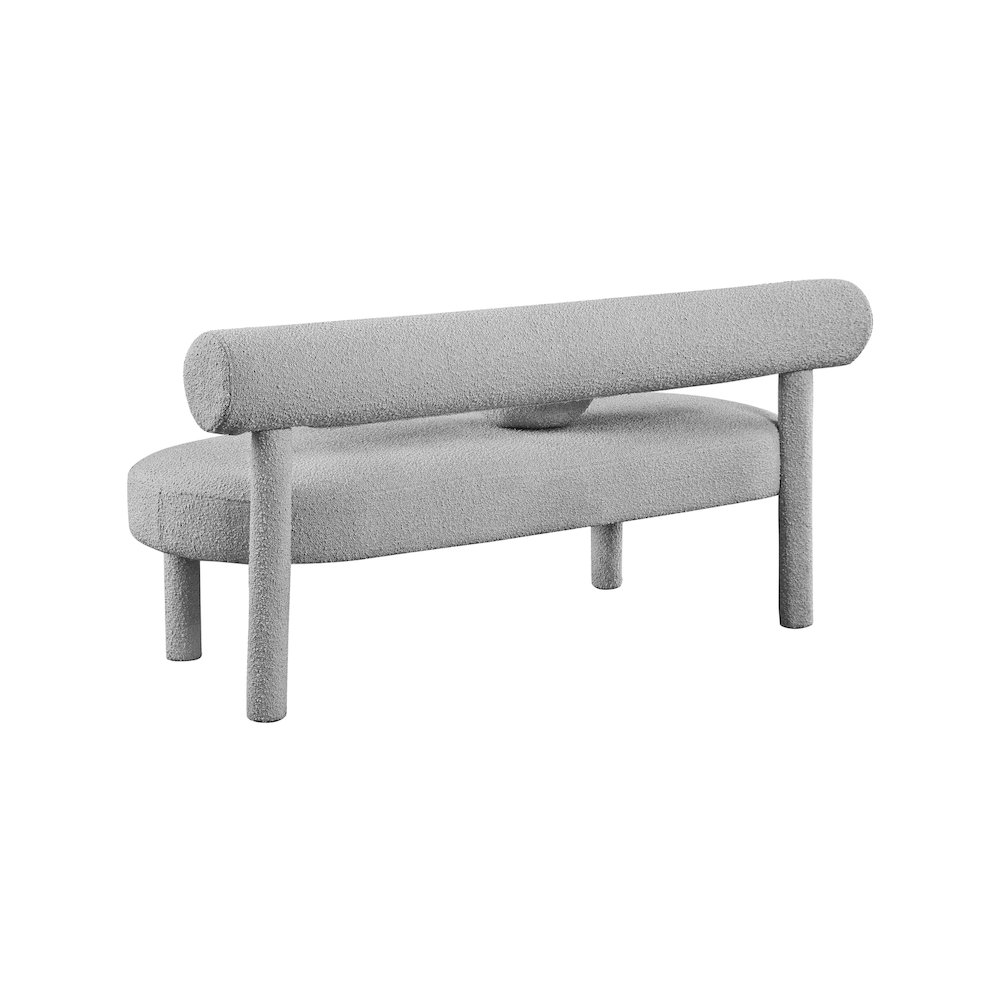Parlor Grey Boucle Fabric Bench. Picture 3