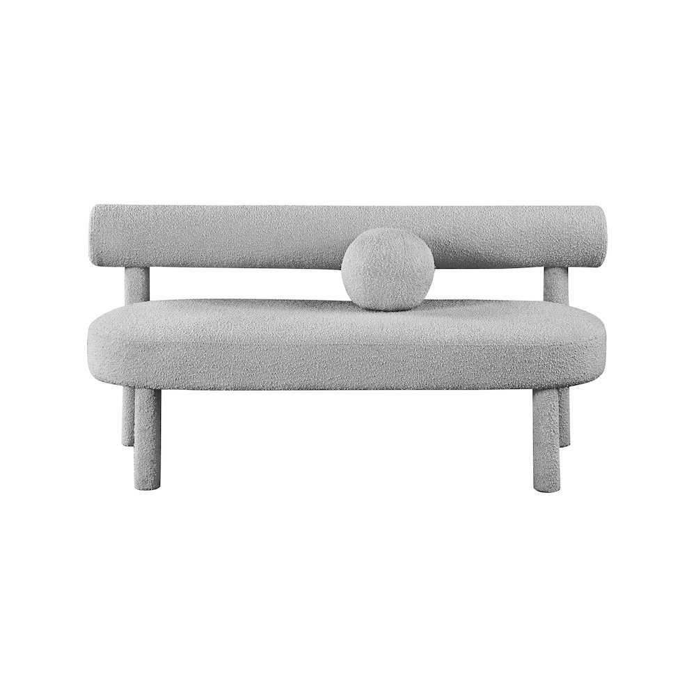 Parlor Grey Boucle Fabric Bench. Picture 4