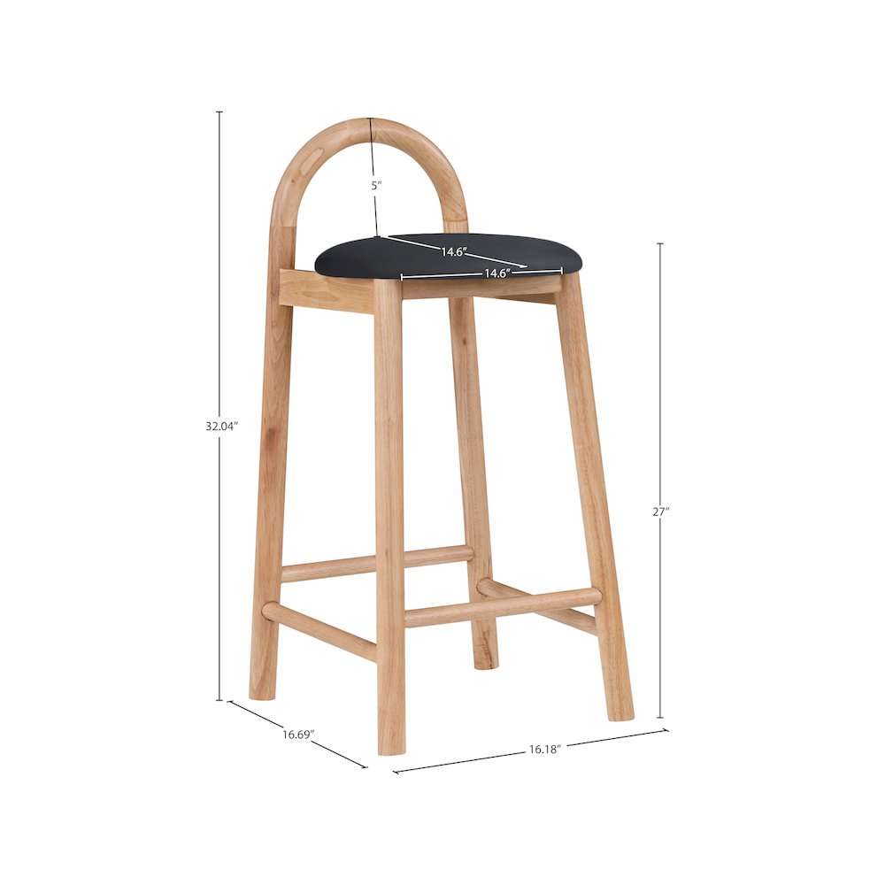 Calvin Black Vegan Leather Stool. Picture 7