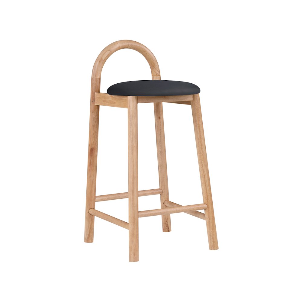 Calvin Black Vegan Leather Stool. Picture 1
