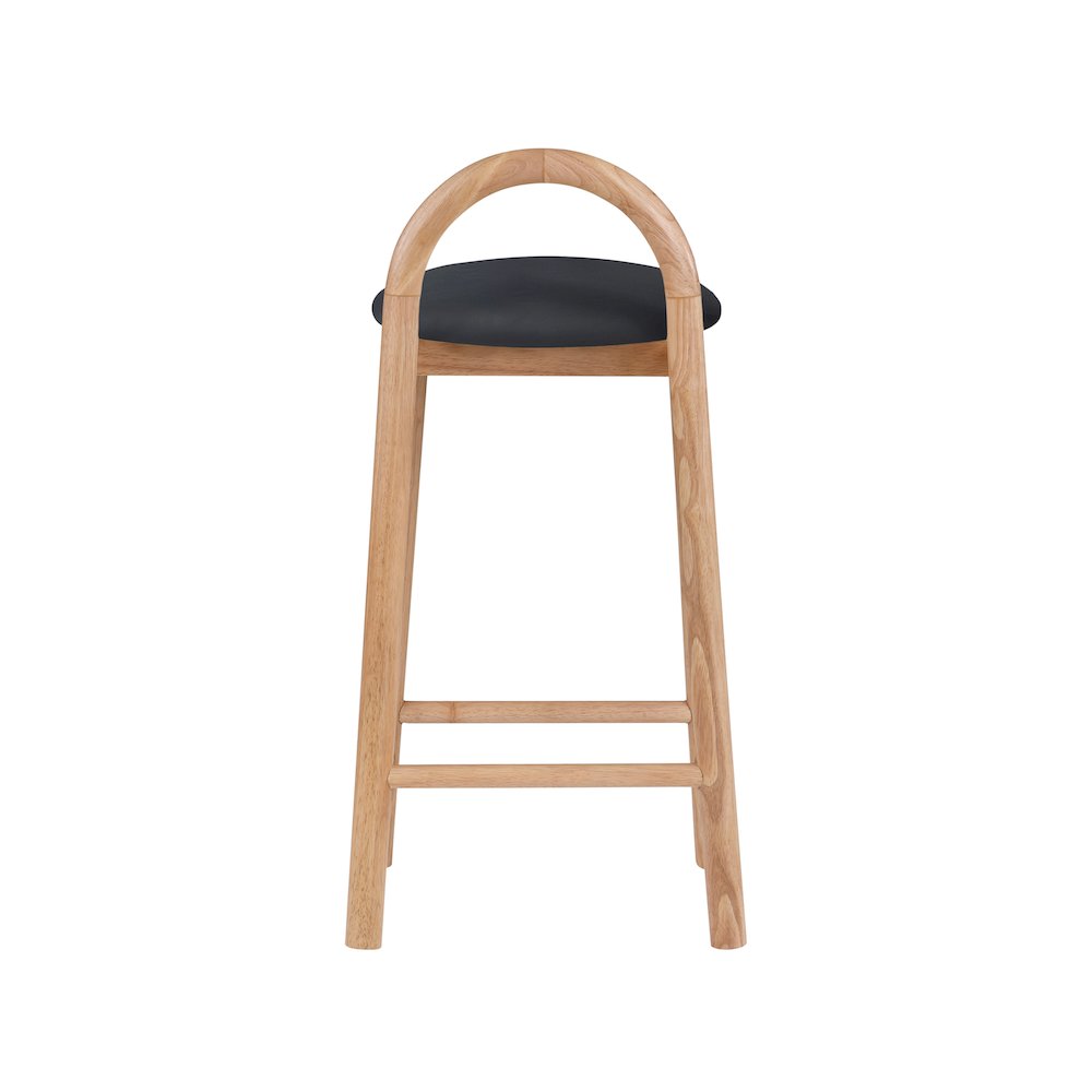 Calvin Black Vegan Leather Stool. Picture 2