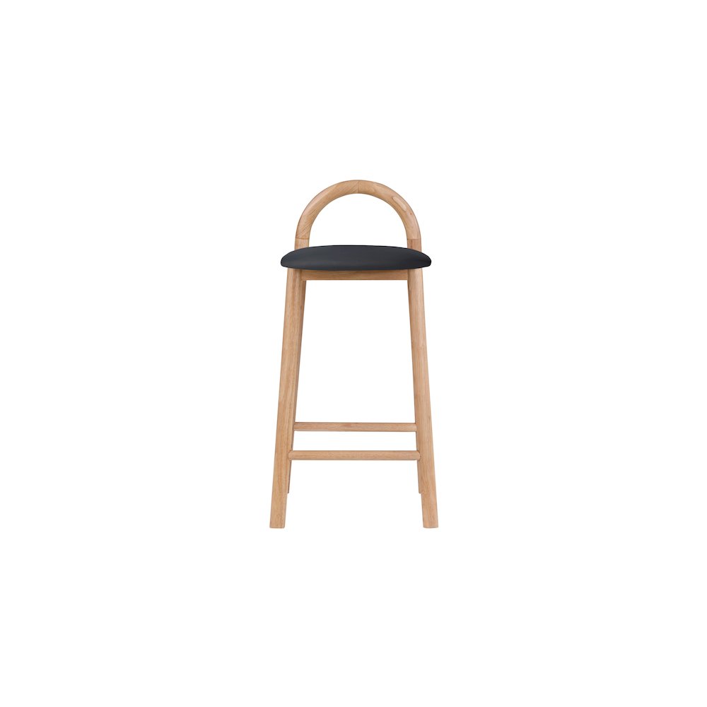Calvin Black Vegan Leather Stool. Picture 3
