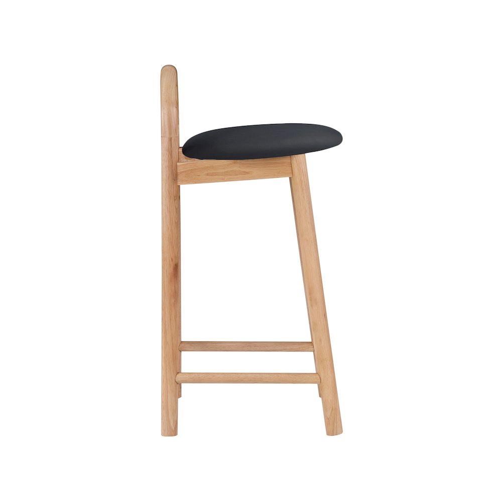 Calvin Black Vegan Leather Stool. Picture 4