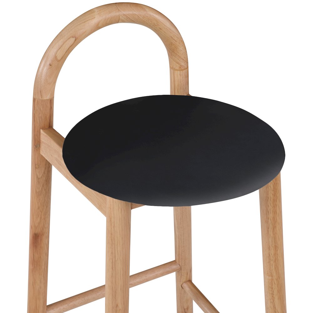 Calvin Black Vegan Leather Stool. Picture 5
