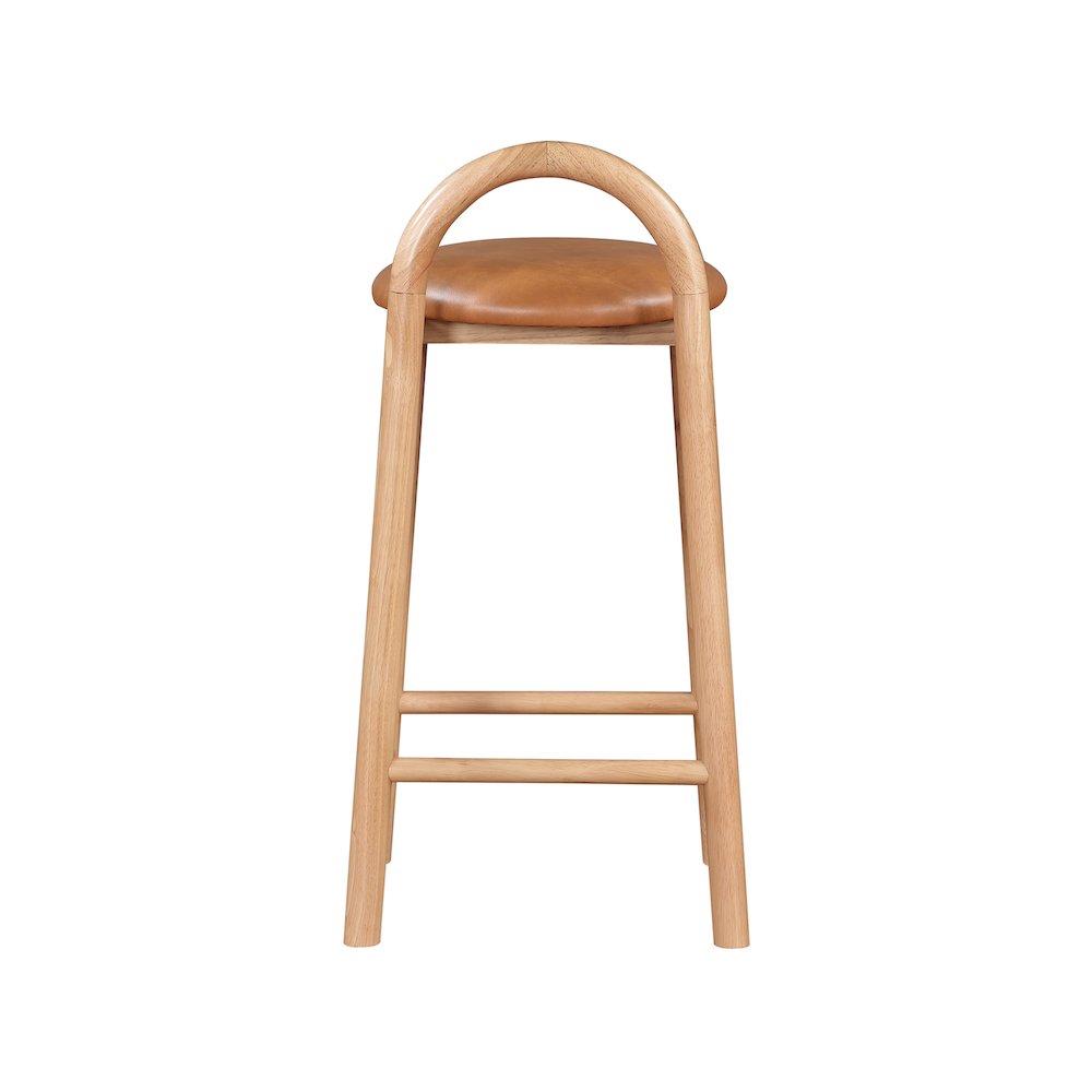 Calvin Cognac Vegan Leather Stool. Picture 2