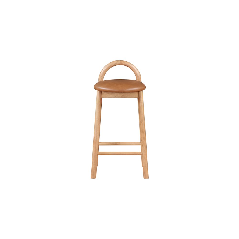 Calvin Cognac Vegan Leather Stool. Picture 3