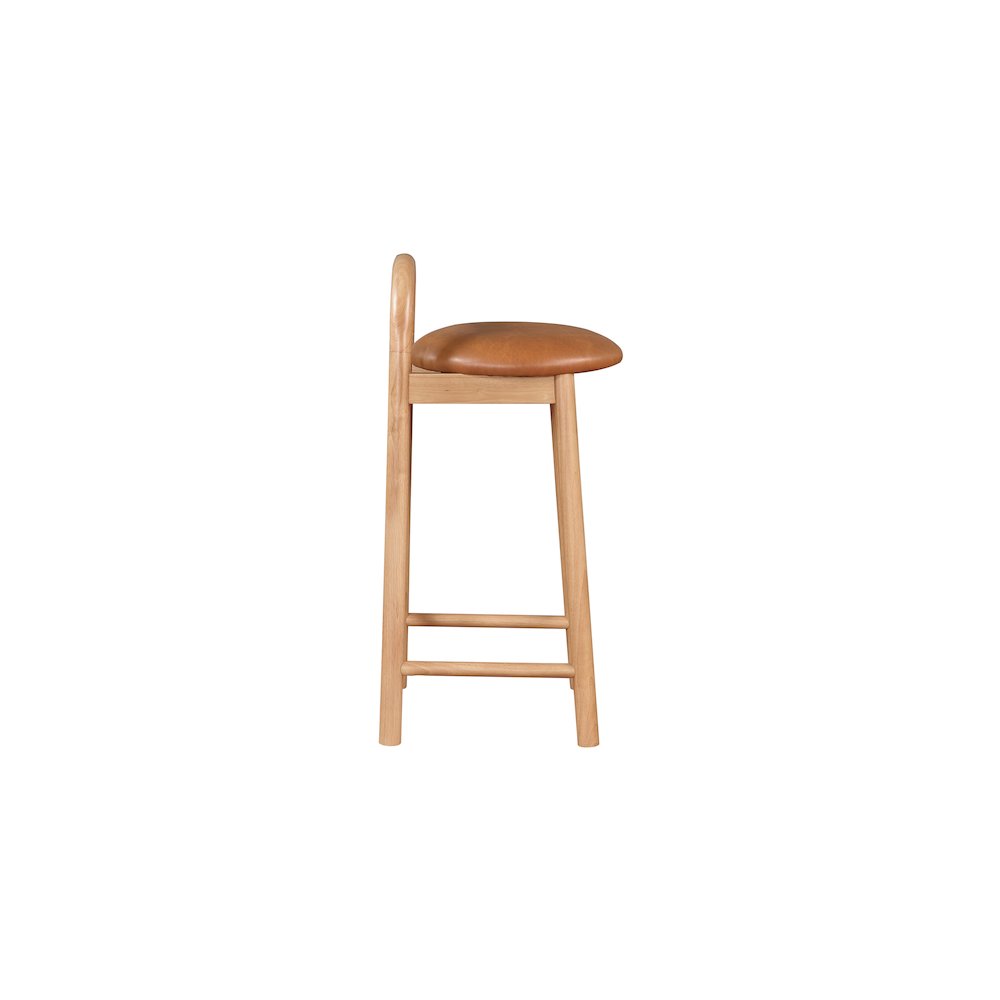 Calvin Cognac Vegan Leather Stool. Picture 4