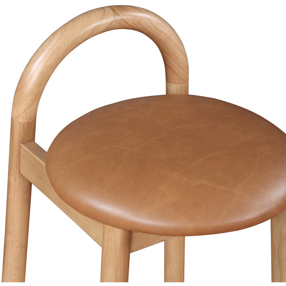 Calvin Cognac Vegan Leather Stool. Picture 5