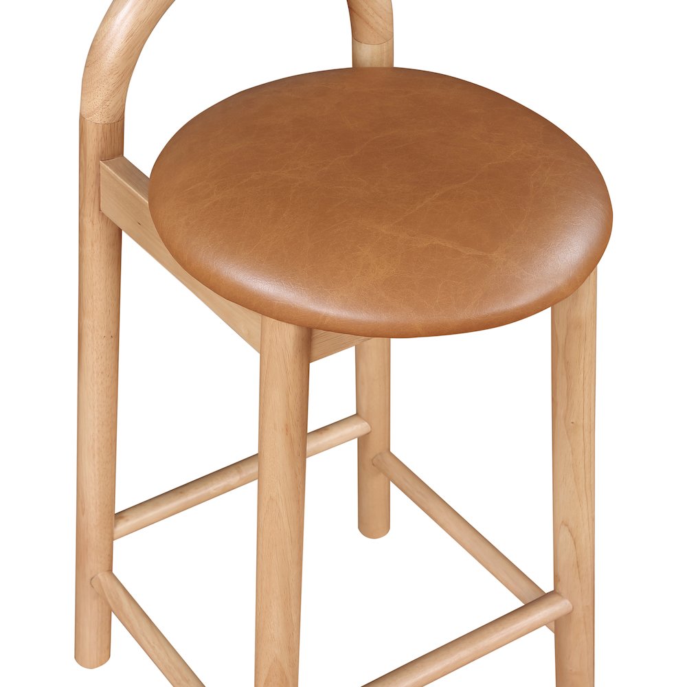 Calvin Cognac Vegan Leather Stool. Picture 6
