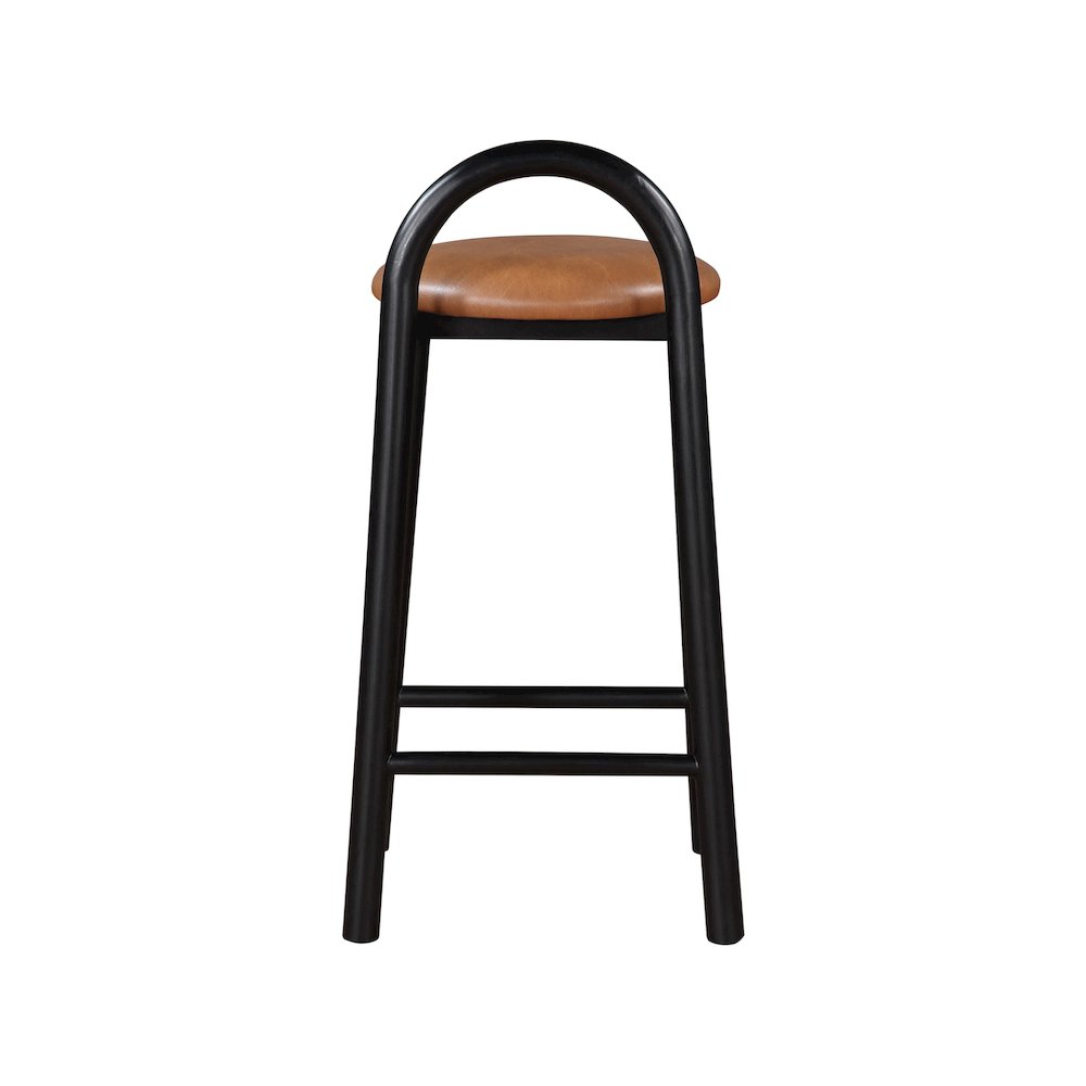 Calvin Cognac Vegan Leather Stool. Picture 2