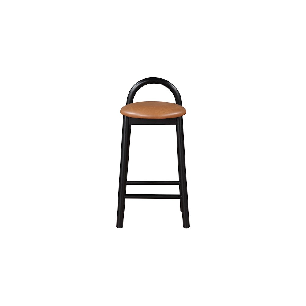 Calvin Cognac Vegan Leather Stool. Picture 3