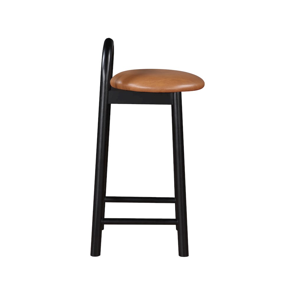 Calvin Cognac Vegan Leather Stool. Picture 4