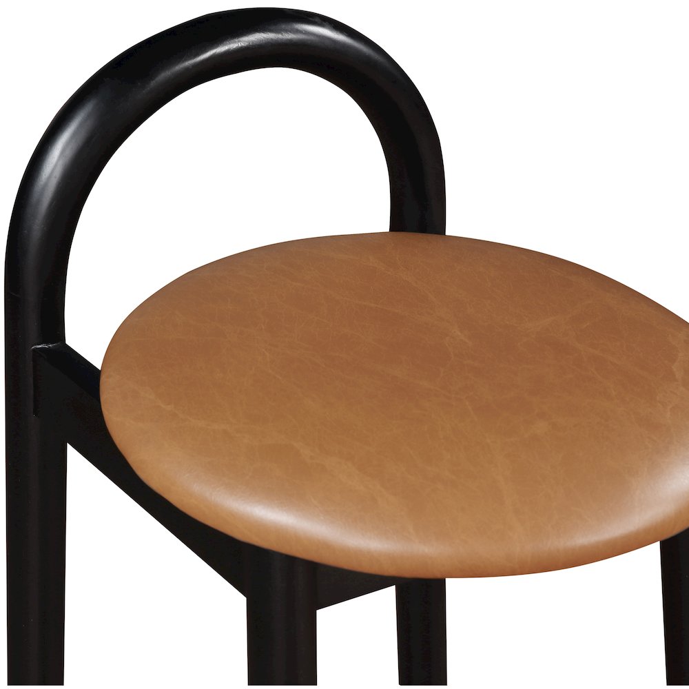 Calvin Cognac Vegan Leather Stool. Picture 5