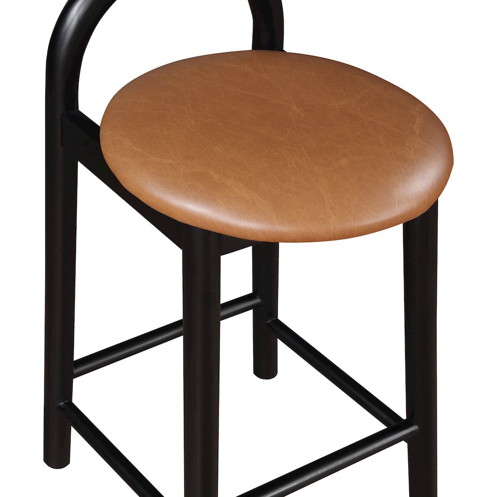 Calvin Cognac Vegan Leather Stool. Picture 6
