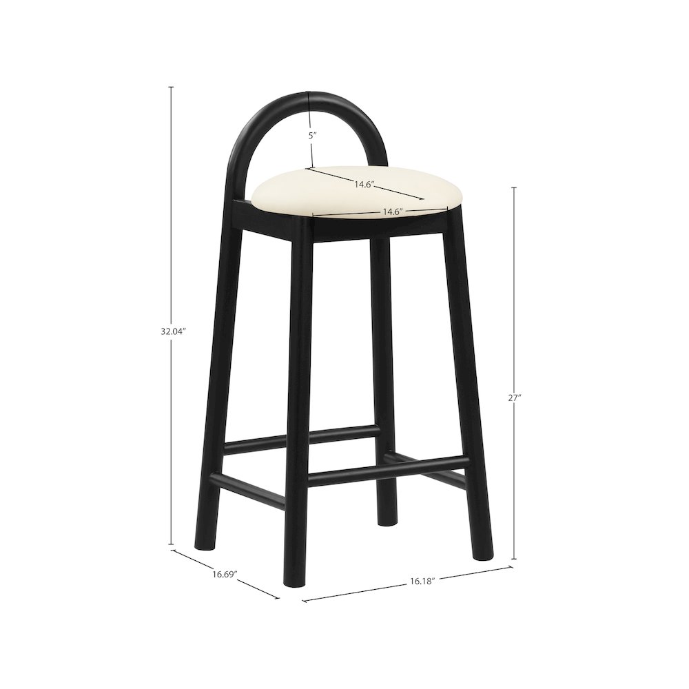 Calvin Cream Vegan Leather Stool. Picture 7