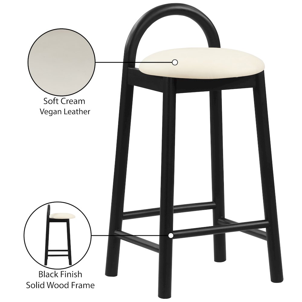 Calvin Cream Vegan Leather Stool. Picture 8