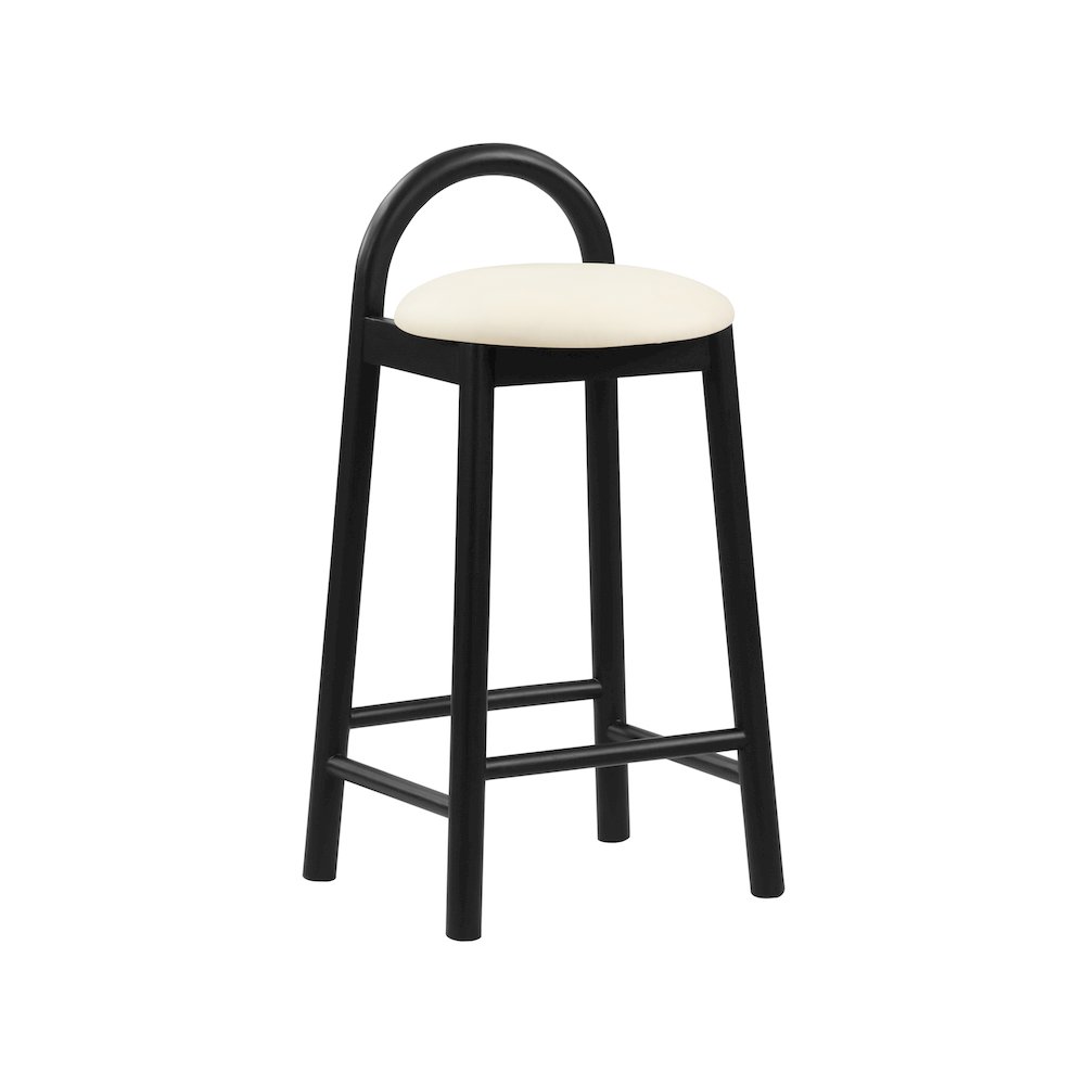 Calvin Cream Vegan Leather Stool. Picture 1