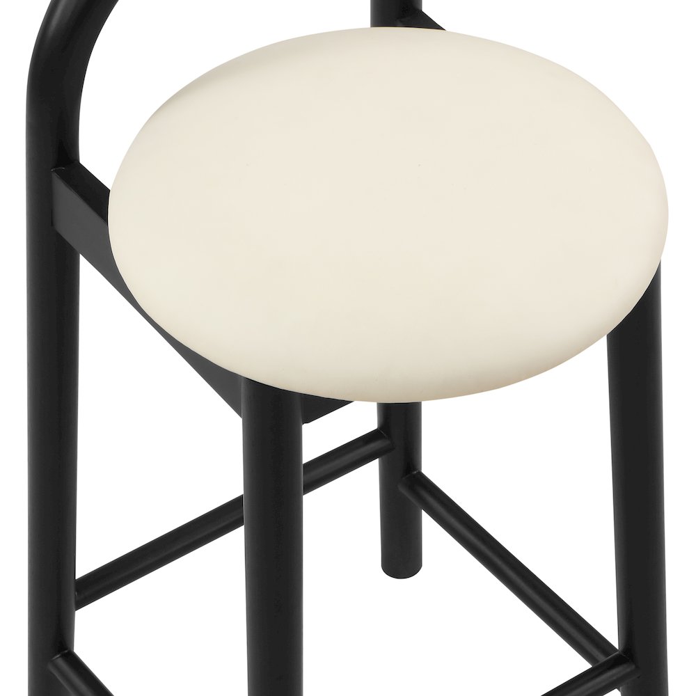 Calvin Cream Vegan Leather Stool. Picture 5