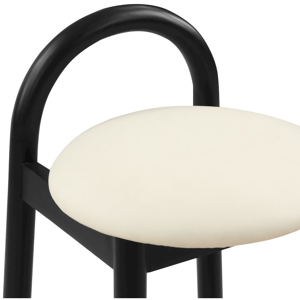 Calvin Cream Vegan Leather Stool. Picture 6