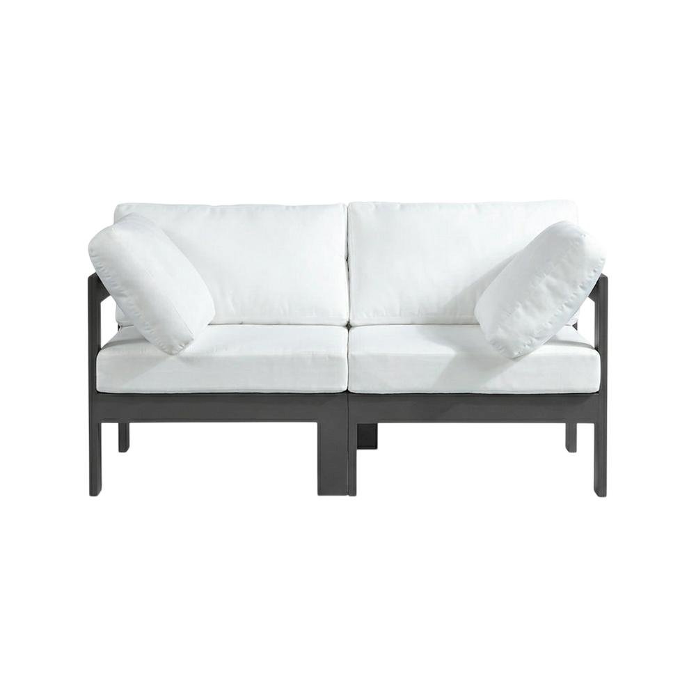 White Fabric Outdoor Modular Sofa With Contemporary Style And Cushioned Seating. Picture 1