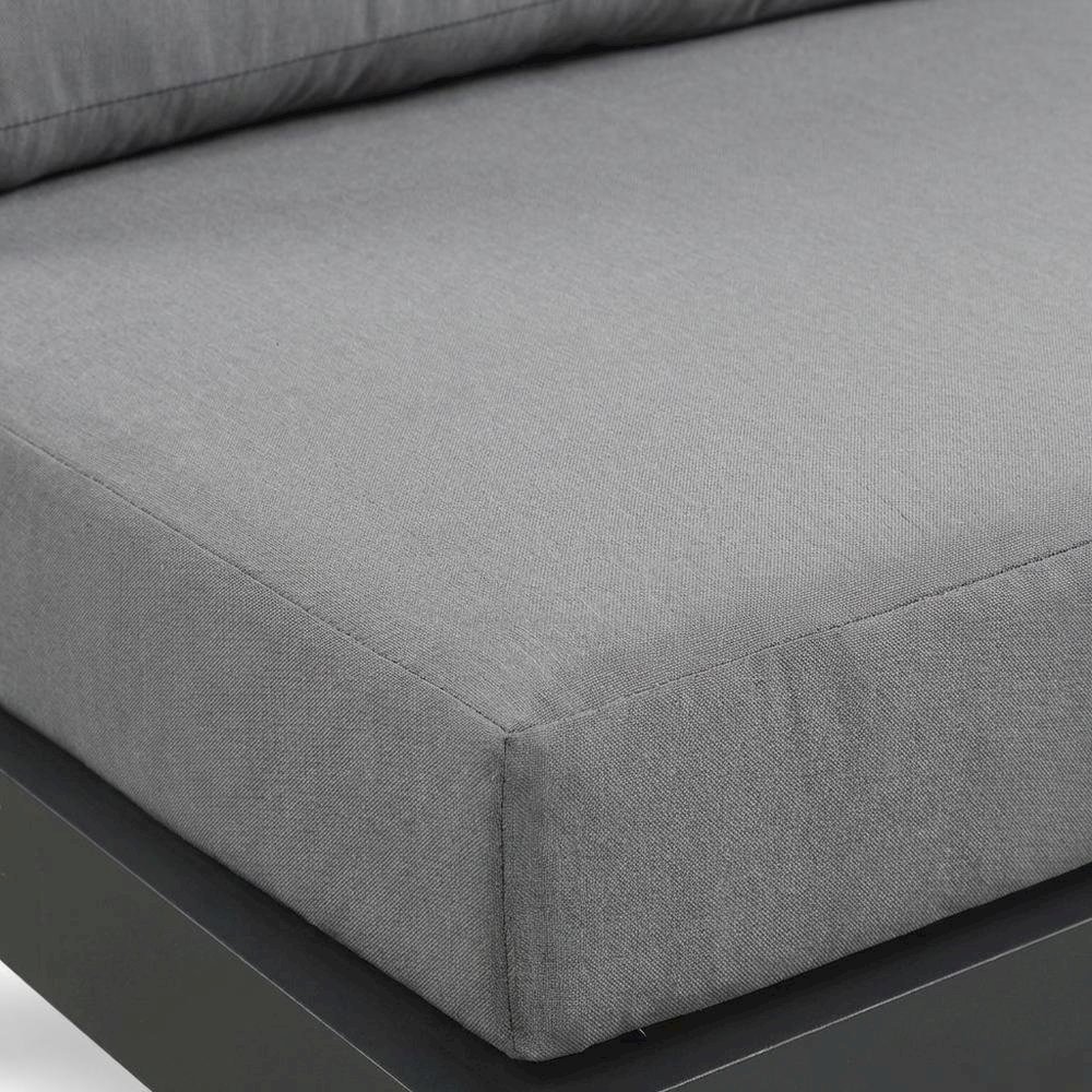 Gray Fabric Outdoor Patio Aluminum Armless Chair With Contemporary Style. Picture 5