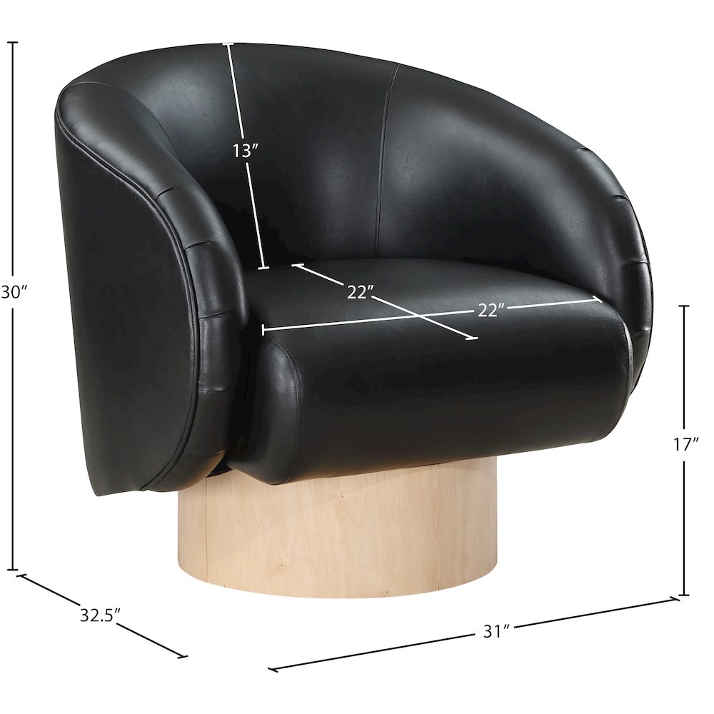 Gibson Black Vegan Leather Swivel Accent Chair. Picture 7