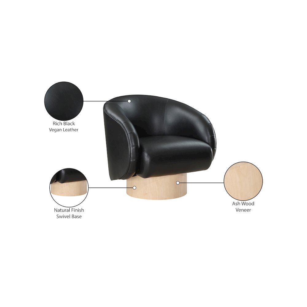 Gibson Black Vegan Leather Swivel Accent Chair. Picture 8