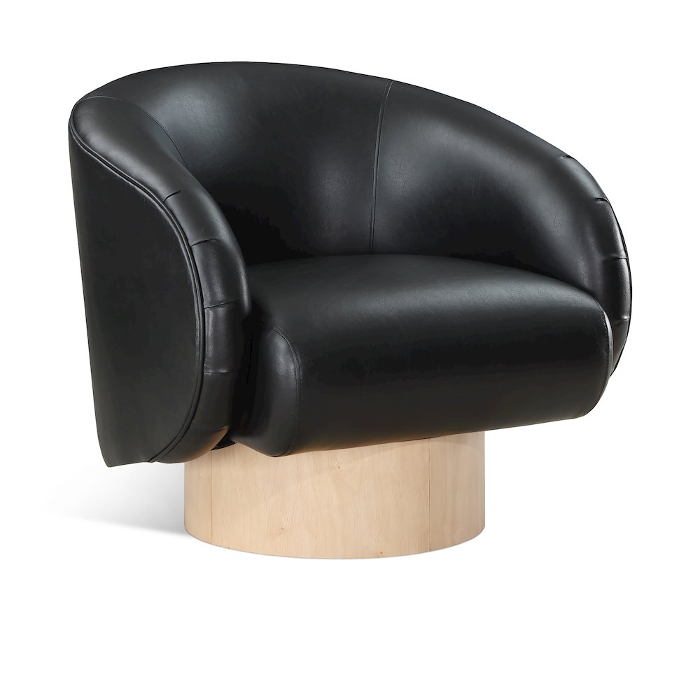 Gibson Black Vegan Leather Swivel Accent Chair. Picture 1