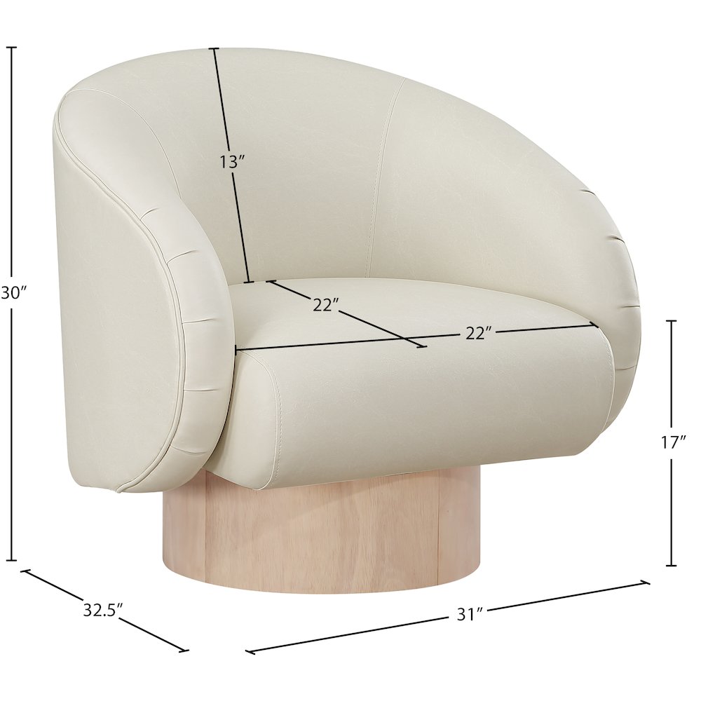 Gibson Cream Vegan Leather Swivel Accent Chair. Picture 7